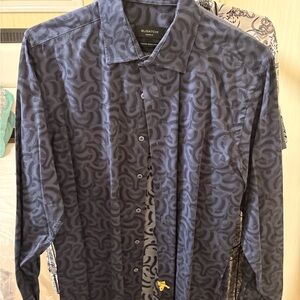Bugatchi Men's Navy Swirl Button Down Shirt